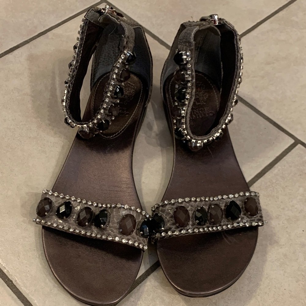 Chic Beaded Women's Sandals in Brown